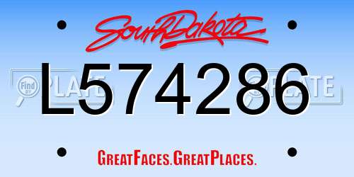 L574286 South Dakota License Plate