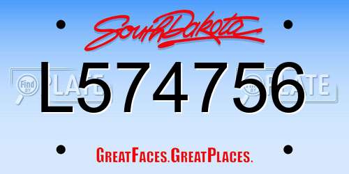 L574756 South Dakota License Plate