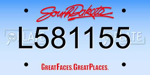 L581155 South Dakota License Plate