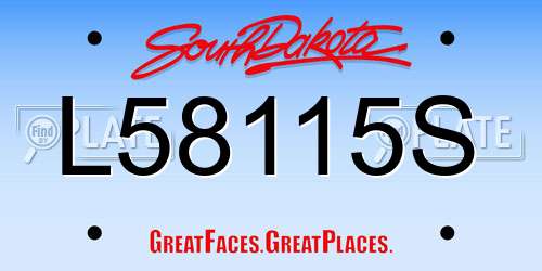L58115S South Dakota License Plate