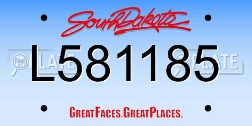 L581185 South Dakota License Plate