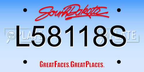L58118S South Dakota License Plate