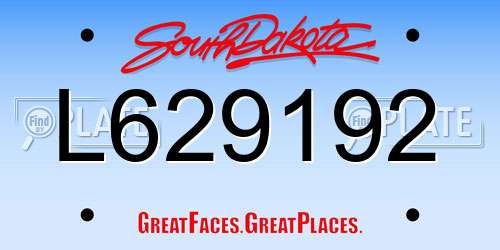 L629192 South Dakota License Plate