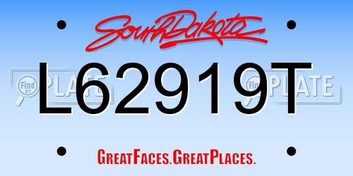 L62919T South Dakota License Plate