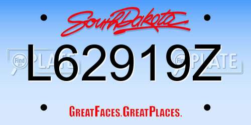 L62919Z South Dakota License Plate