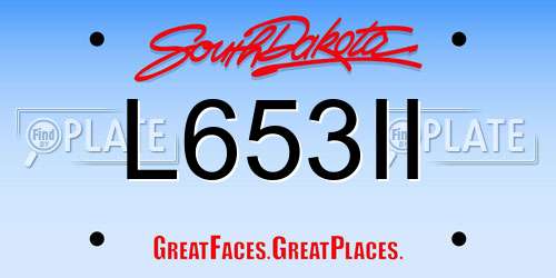 L653II South Dakota License Plate