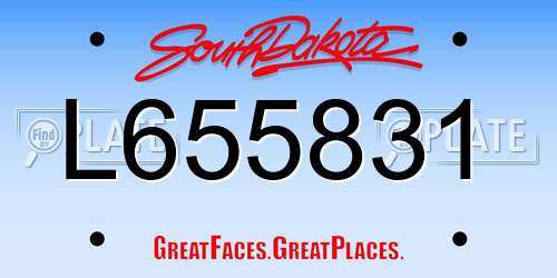 L655831 South Dakota License Plate