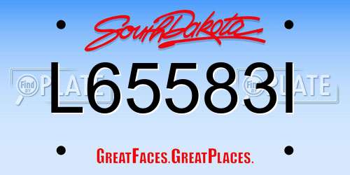 L65583I South Dakota License Plate