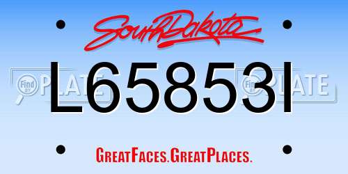 L65853I South Dakota License Plate