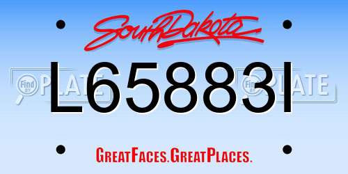 L65883I South Dakota License Plate