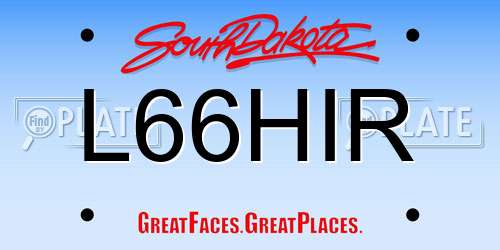 L66HIR South Dakota License Plate