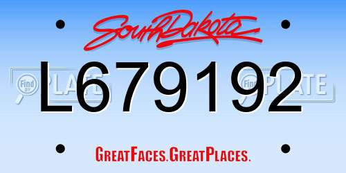 L679192 South Dakota License Plate