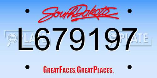 L679197 South Dakota License Plate