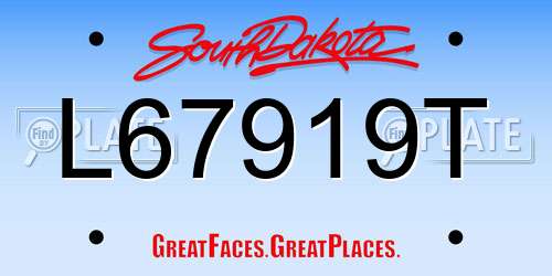 L67919T South Dakota License Plate