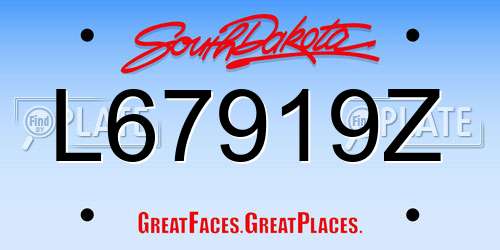 L67919Z South Dakota License Plate
