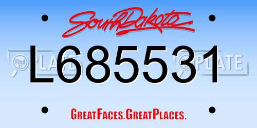 L685531 South Dakota License Plate