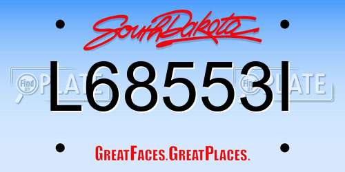 L68553I South Dakota License Plate