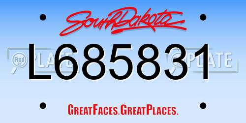 L685831 South Dakota License Plate
