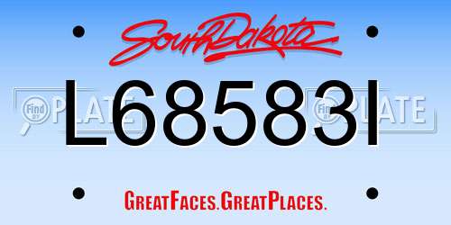 L68583I South Dakota License Plate