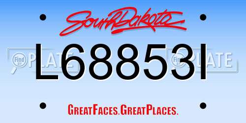 L68853I South Dakota License Plate