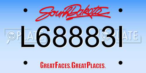 L68883I South Dakota License Plate