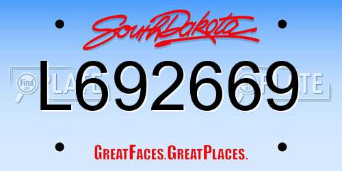 L692669 South Dakota License Plate