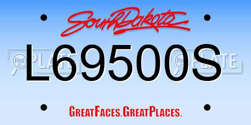 L69500S South Dakota License Plate