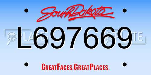 L697669 South Dakota License Plate