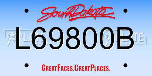 L69800B South Dakota License Plate