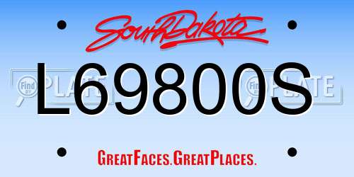 L69800S South Dakota License Plate