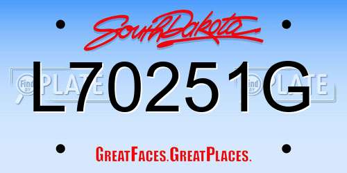 L70251G South Dakota License Plate