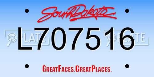 L707516 South Dakota License Plate