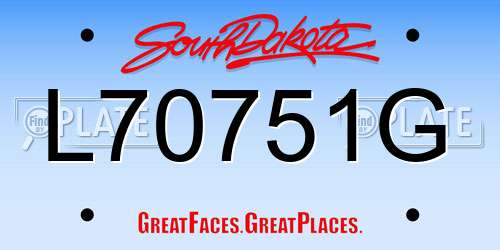 L70751G South Dakota License Plate