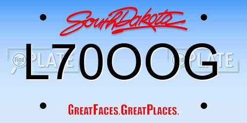 L70OOG South Dakota License Plate