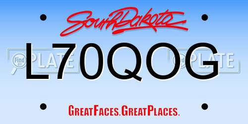 L70QOG South Dakota License Plate