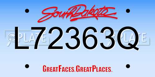 L72363Q South Dakota License Plate