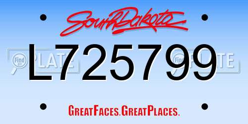 L725799 South Dakota License Plate