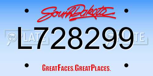 L728299 South Dakota License Plate