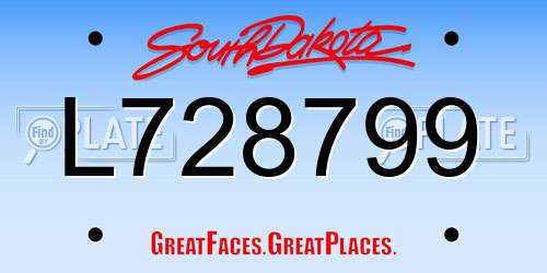 L728799 South Dakota License Plate