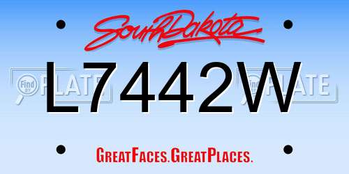 L7442W South Dakota License Plate