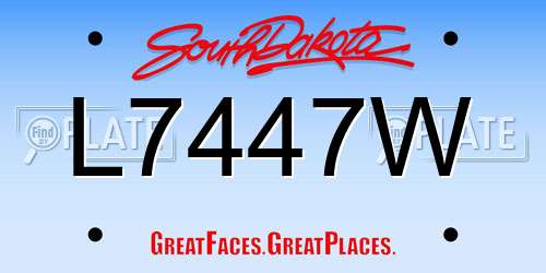 L7447W South Dakota License Plate