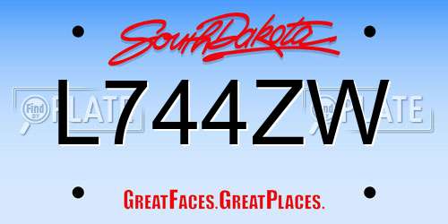 L744ZW South Dakota License Plate
