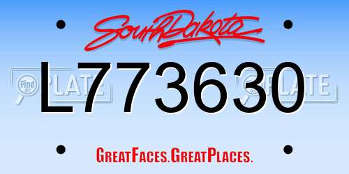 L773630 South Dakota License Plate