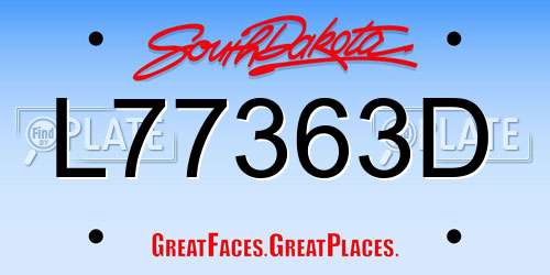 L77363D South Dakota License Plate
