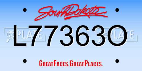 L77363O South Dakota License Plate