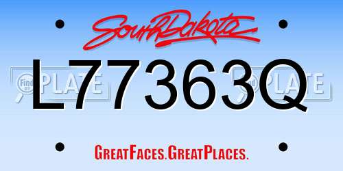 L77363Q South Dakota License Plate