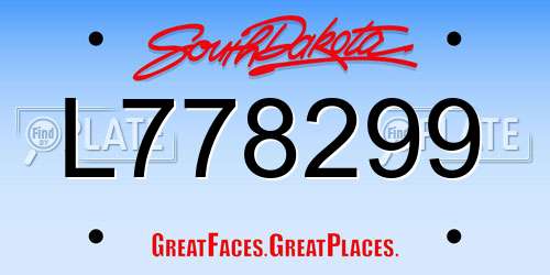 L778299 South Dakota License Plate