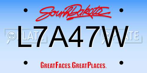 L7A47W South Dakota License Plate