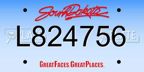 L824756 South Dakota License Plate