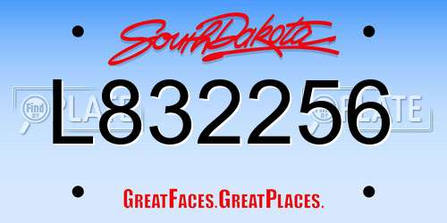 L832256 South Dakota License Plate